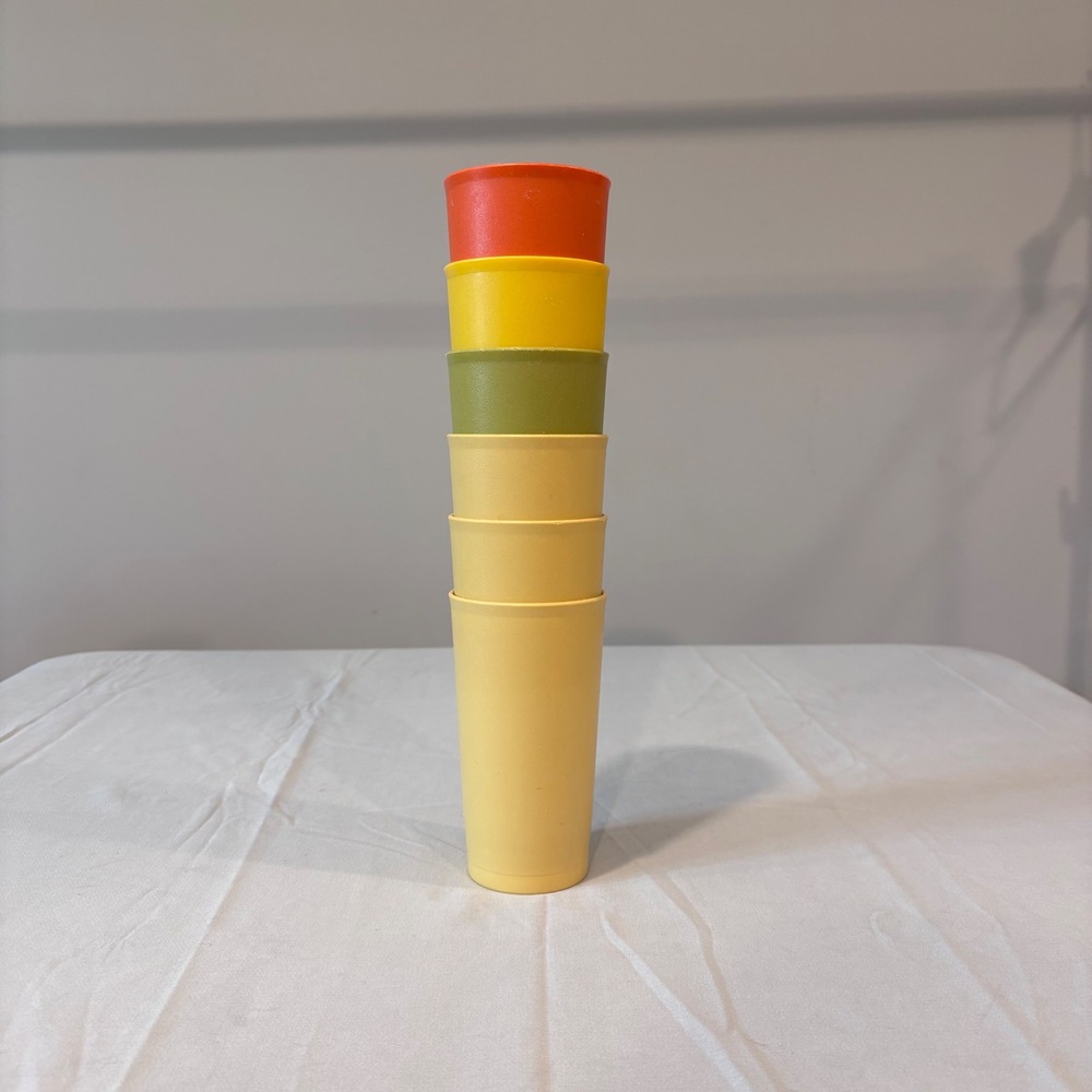 Tupperware Tumblers Set of 6 Vintage Colorful Stacking Cups